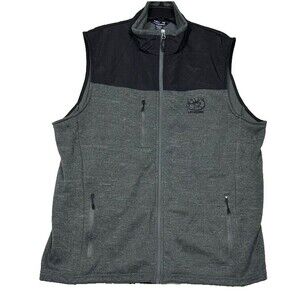 Landway Outerwear Mens 2XL Gray Charcoal Captain Vest Logo Knit Fleece Full Zip